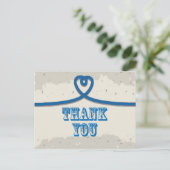 Nautical Beach Blue Heart Knot Bedankt Briefkaart (Staand voorkant)