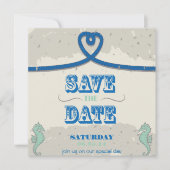 Nautical Beach Blue Heart Knot Save the Date (Voorkant)