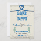 Nautical Beach Blue Heart Knot Save the Date (Voorkant)