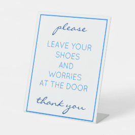 Nautical Beach Blue Remove Shoes Counter Sign Reclamebord Met Voetstuk