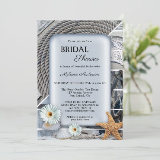 Nautical Beach Boho Blue Bridal Shower Kaart (Staand voorkant)