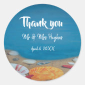 Nautical Beach bruiloft bedankt Ronde Sticker (Voorkant)