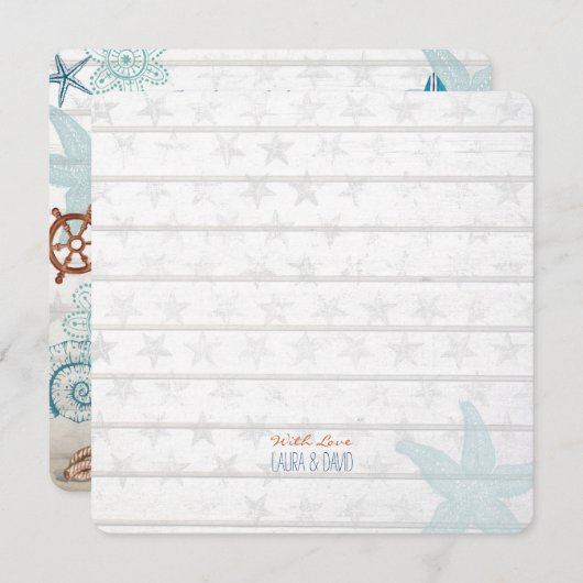 Nautical Beach bruiloft uitnodiging (Voorkant / Achterkant)