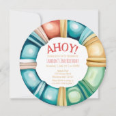 Nautical Beach Buoy Boys Verjaardag Uitnodiging (Voorkant)