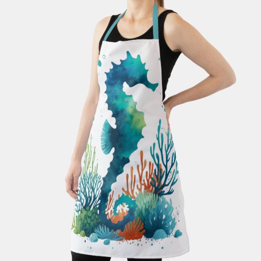 nautical/beach/coastal seahorse art schort (Insitu)