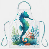 nautical/beach/coastal seahorse art schort (Voorkant)