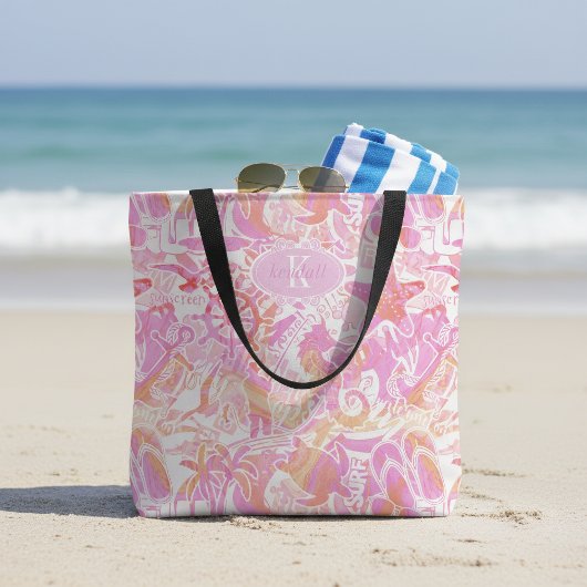 Nautical Beach Collage Heet Roze ID840 Tote Bag