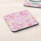 Nautical Beach Collage Hot Pink ID840 Bier Onderzetter (Linkerzijde)