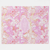 Nautical Beach Collage Hot Pink ID840 Fleece Deken (Voorkant (Horizontaal))