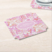 Nautical Beach Collage Hot Pink ID840 Kartonnen Onderzetters (Gekanteld)