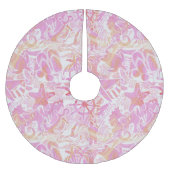 Nautical Beach Collage Hot Pink ID840 Kerstboom Rok (Voorkant)