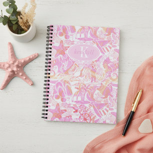 Nautical Beach Collage Hot Pink ID840 Notitieboek