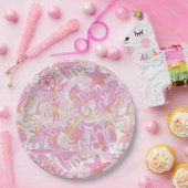 Nautical Beach Collage Hot Pink ID840 Papieren Bordje (Feest)