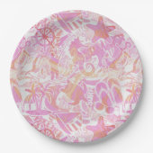 Nautical Beach Collage Hot Pink ID840 Papieren Bordje (Voorkant)