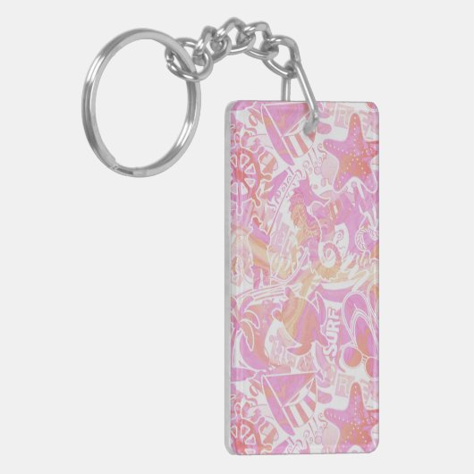 Nautical Beach Collage Hot Pink ID840 Sleutelhanger (Voorkant Links)
