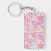 Nautical Beach Collage Hot Pink ID840 Sleutelhanger (Voorkant)