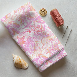 Nautical Beach Collage Hot Pink ID840 Stof