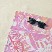 Nautical Beach Collage Hot Pink ID840 Strandlaken (In situ)