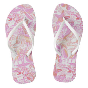 Nautical Beach Collage Hot Pink ID840 Teenslippers