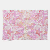 Nautical Beach Collage Hot Pink ID840 Theedoek (Horizontaal)