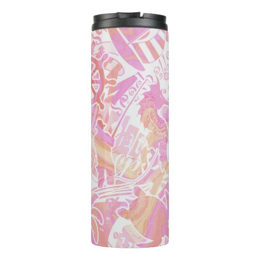 Nautical Beach Collage Hot Pink ID840 Thermosbeker (Achterkant)