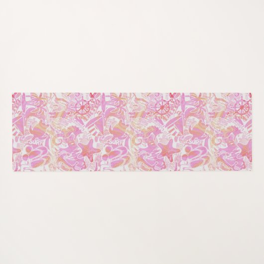 Nautical Beach Collage Hot Pink ID840 Yogamat (Achterkant (horizontaal))