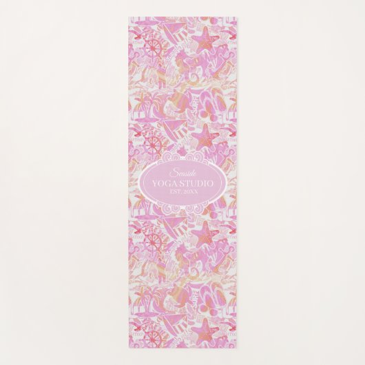 Nautical Beach Collage Hot Pink ID840 Yogamat (Voorkant)