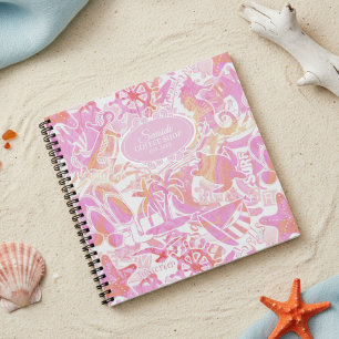 Nautical Beach Collage Hot Roze ID840 Notitieboek