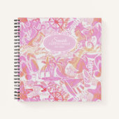 Nautical Beach Collage Hot Roze ID840 Notitieboek (Voorkant)