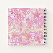 Nautical Beach Collage Hot Roze ID840 Notitieboek (Achterkant)