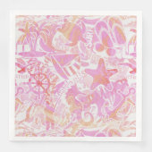 Nautical Beach Collage Hot Roze ID840 Servet (Voorkant)