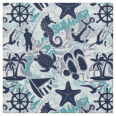 Nautical Beach Collage Navy ID839 Stof (Swatch)