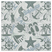 Nautical Beach Collage Olijf ID839 Stof (Swatch)