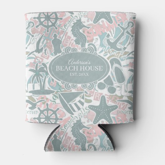 Nautical Beach Collage Sage ID840 Blikjeskoeler (Voorkant)