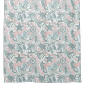 Nautical Beach Collage Sage ID840 Douchegordijn (Voorkant)