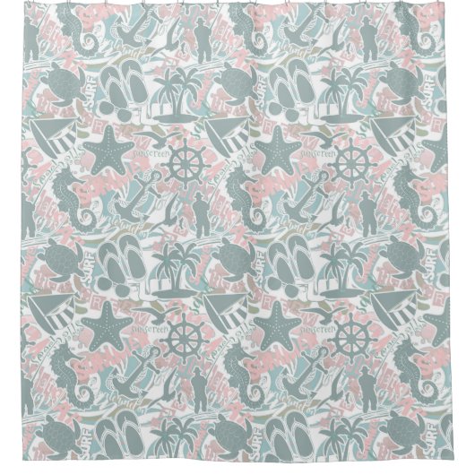 Nautical Beach Collage Sage ID840 Douchegordijn (Voorkant)