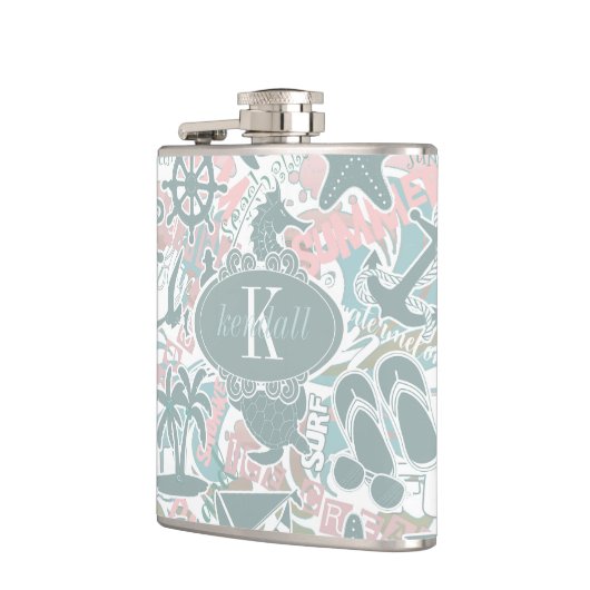 Nautical Beach Collage Sage ID840 Heupfles (Links)