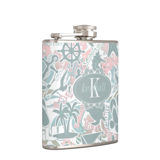 Nautical Beach Collage Sage ID840 Heupfles (Rechts)