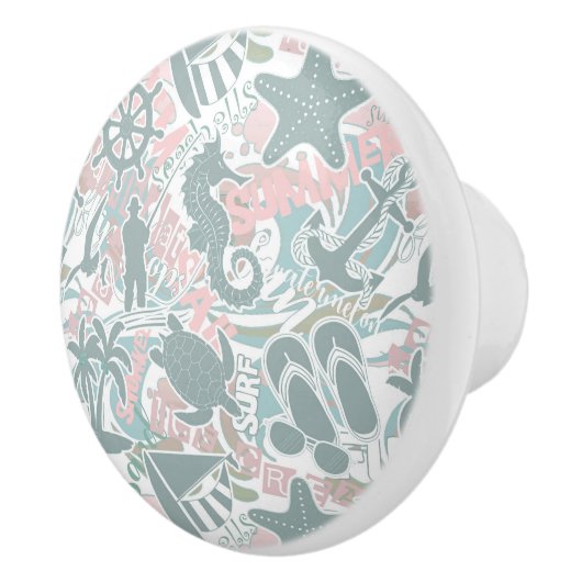 Nautical Beach Collage Sage ID840 Keramische Knop (Rechts)