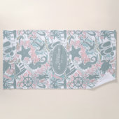 Nautical Beach Collage Sage ID840 Strandlaken (Voorkant)