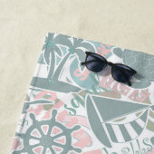 Nautical Beach Collage Sage ID840 Strandlaken (In situ)