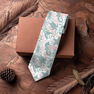 Nautical Beach Collage Sage ID840 Stropdas
