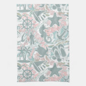 Nautical Beach Collage Sage ID840 Theedoek (Verticaal)