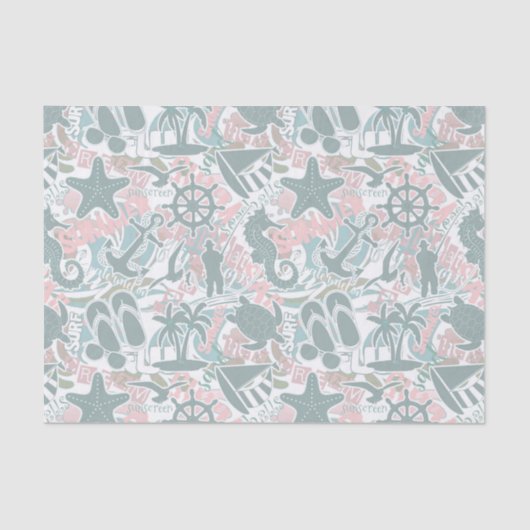 Nautical Beach Collage Sage ID840 Tissuepapier (Voorkant)