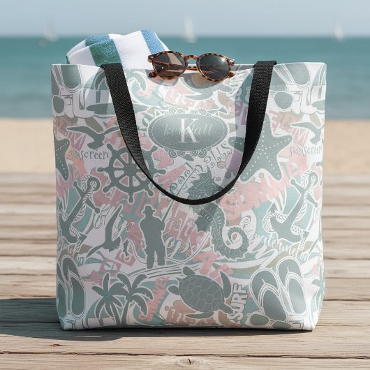 Nautical Beach Collage Sage ID840 Tote Bag