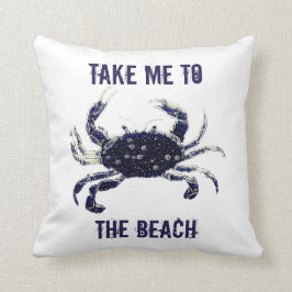 Nautical Beach Crab White Navy Sierkussen