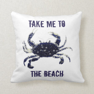 Nautical Beach Crab White Navy Sierkussen