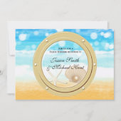 Nautical Beach Cruise Zee Ship Huwelijksuitnodigin Kaart (Voorkant)