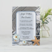 Nautical Beach Dusty Blue Post Weddenschap Kaart (Staand voorkant)
