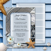 Nautical Beach Dusty Blue Post Weddenschap Kaart